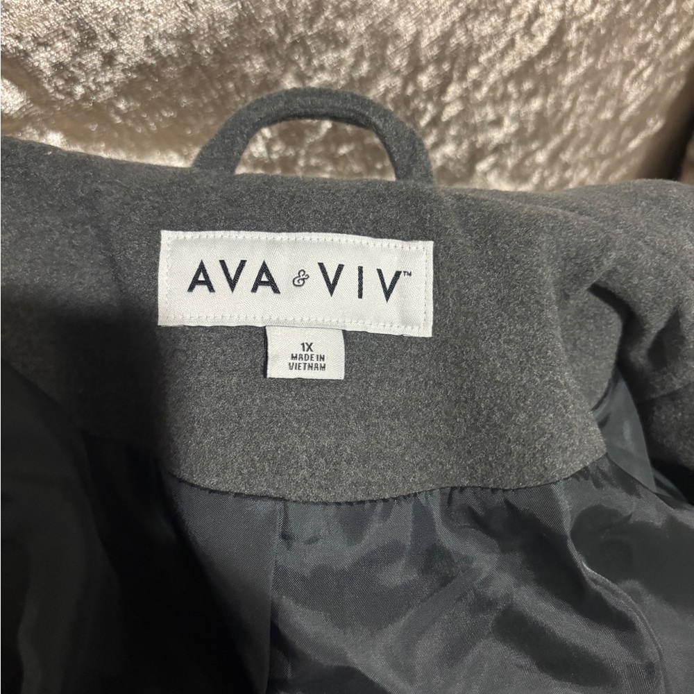 Ava & Viv Charcoal Trench Coat-Size 1X - Picture 2 of 3